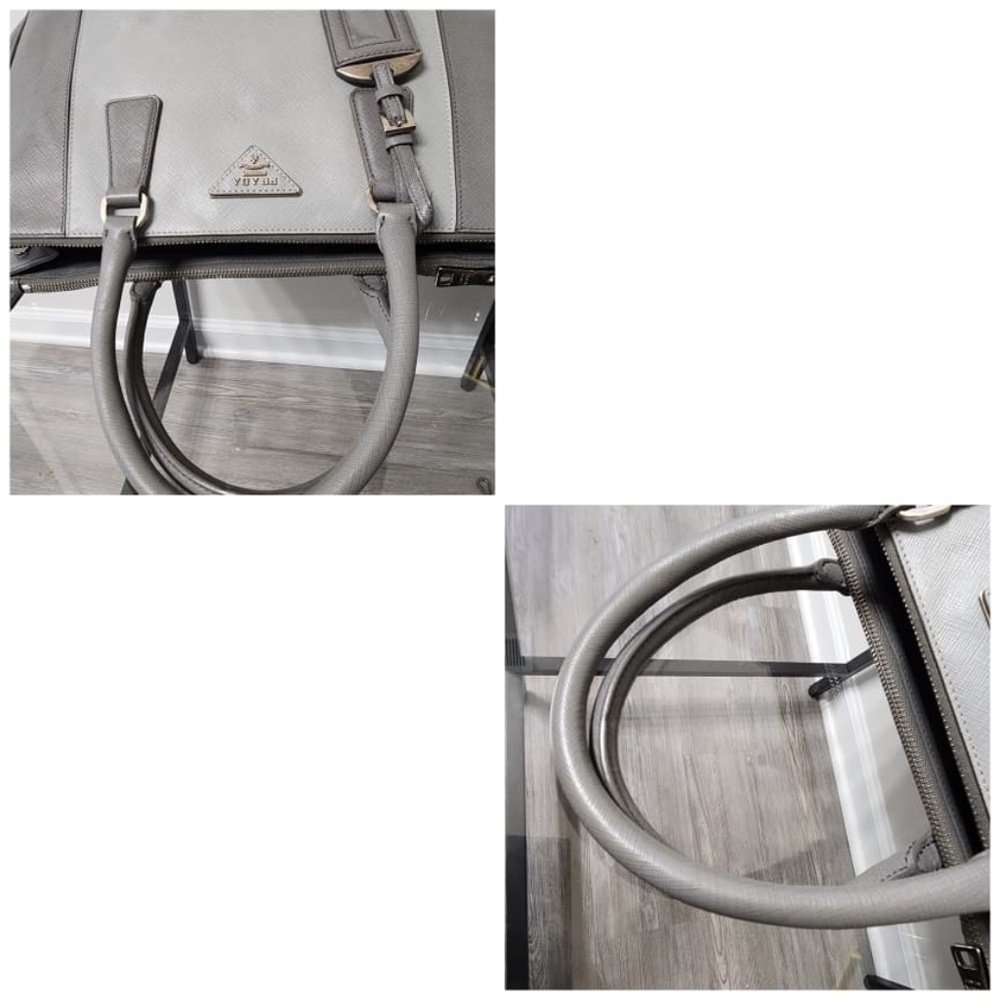 Authentic Prada Saffiano Leather Galleria Double Zip Medium Tote Bag Ash/Grey - Picture 9 of 12